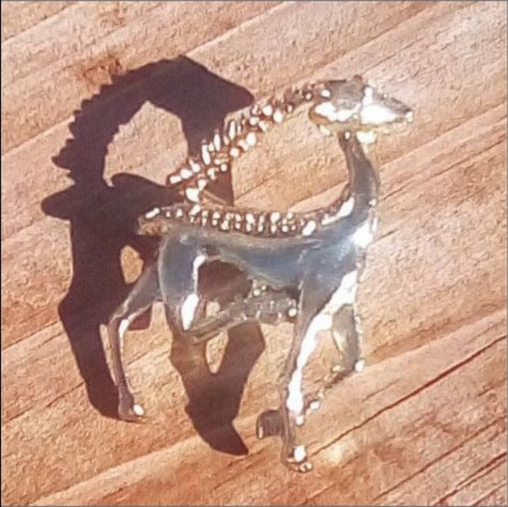 Vintage Gold Tone Goat Brooch Sculptural Ibex Pin 🐐
